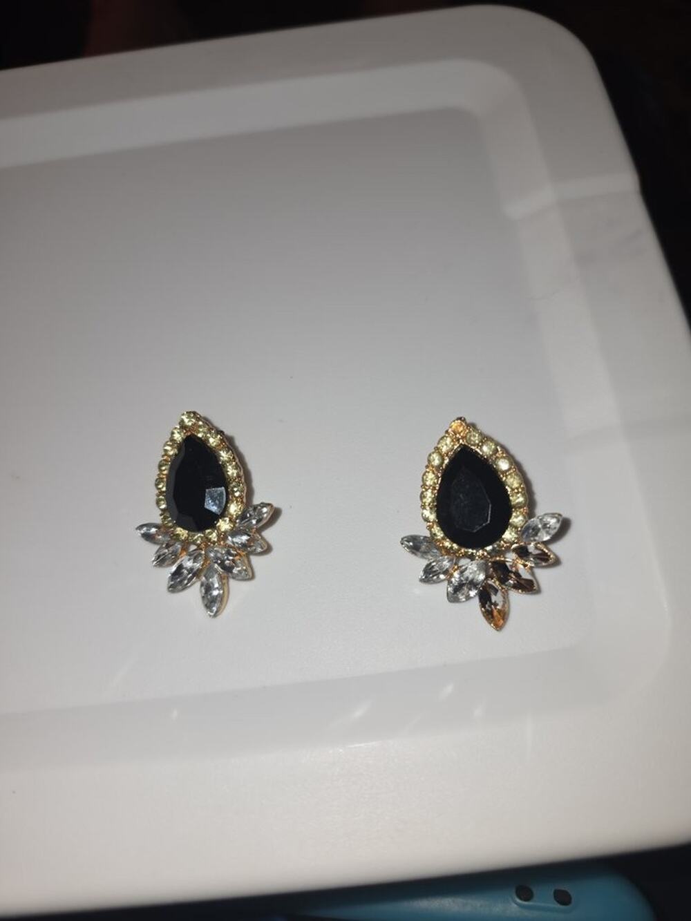Vintage Style Teardrop Earrings with Missing Stones